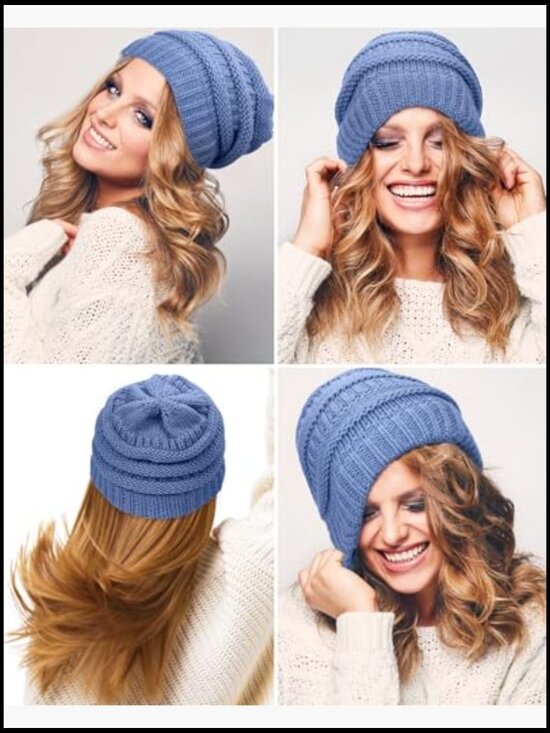 9 Pcs Slouchy Beanies for Women - Winter Hats - Warm Knit Caps main image 7